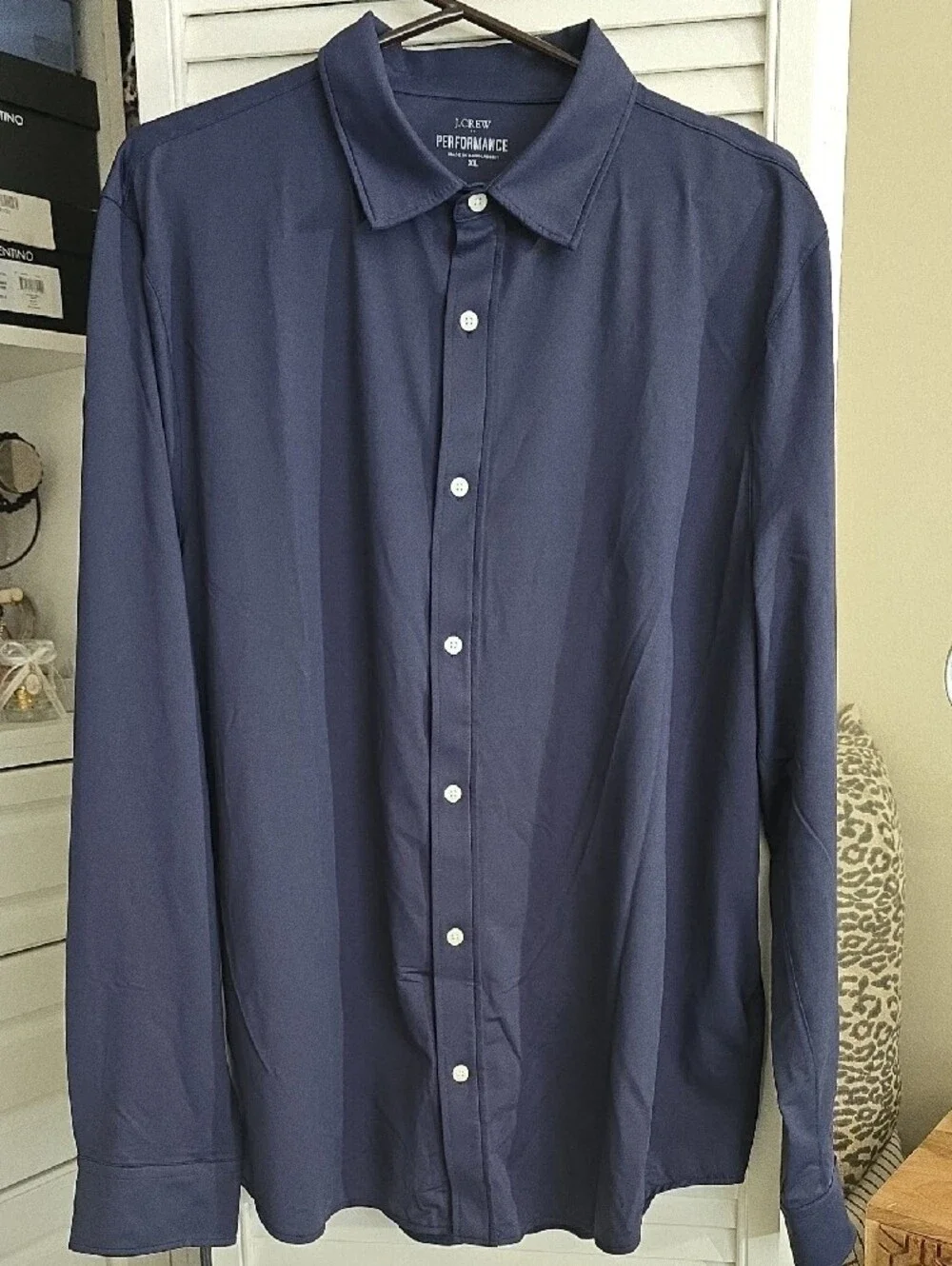 J. Crew Performance Men's Navy Long-Sleeve Button-Down Shirt